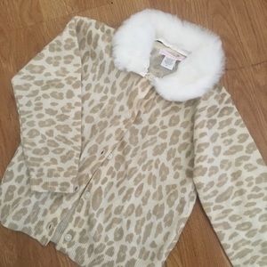 Janie and Jack Cream Leopard Sweater 3T